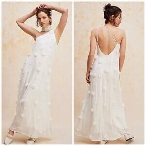 Free People Blossom Bliss Maxi Dress One Shoulder White Size 4 NWOT